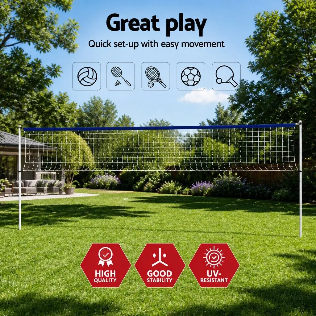 Portable Volleyball Net Set 6M Adjustable Height Multi-Sport Badminton Tennis