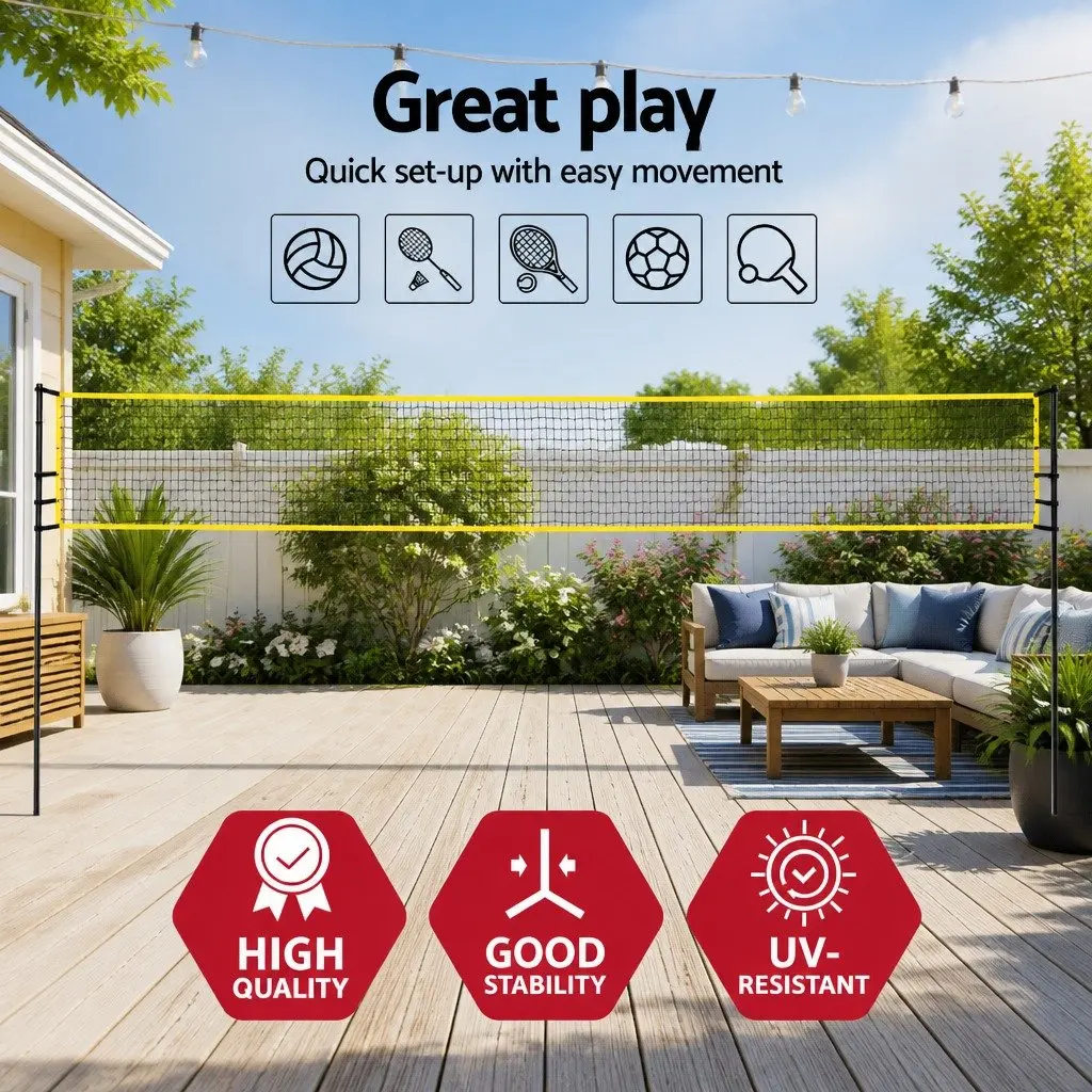 Portable Height Adjustable Volleyball Tennis Badminton Net Set 9M with Ball