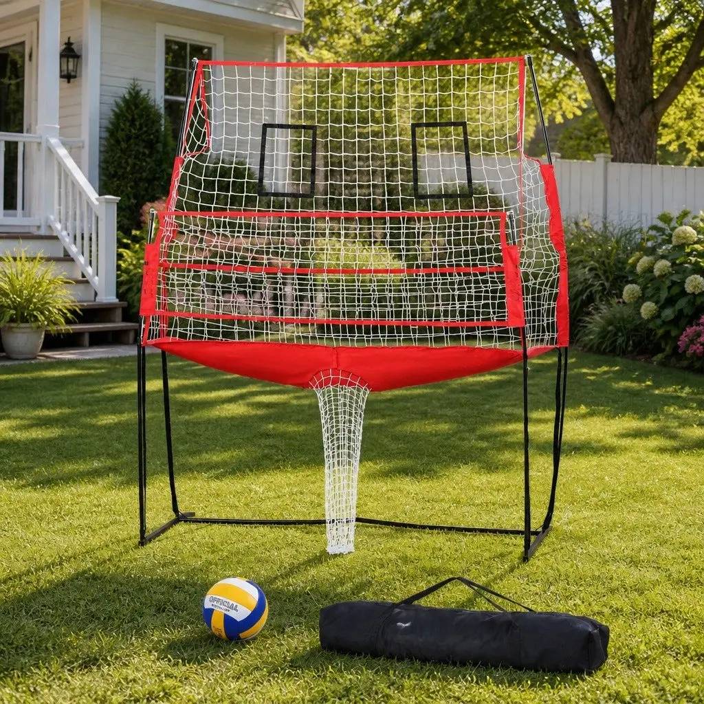 Volleyball Net Adjustable Height Portable Training Equipment Red 244 x 107 x 335 cm