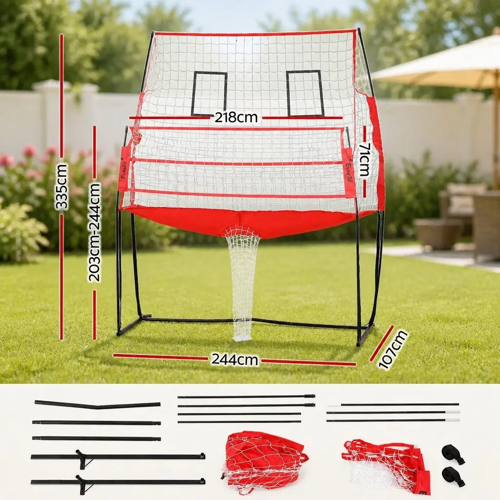 Volleyball Net Adjustable Height Portable Training Equipment Red 244 x 107 x 335 cm
