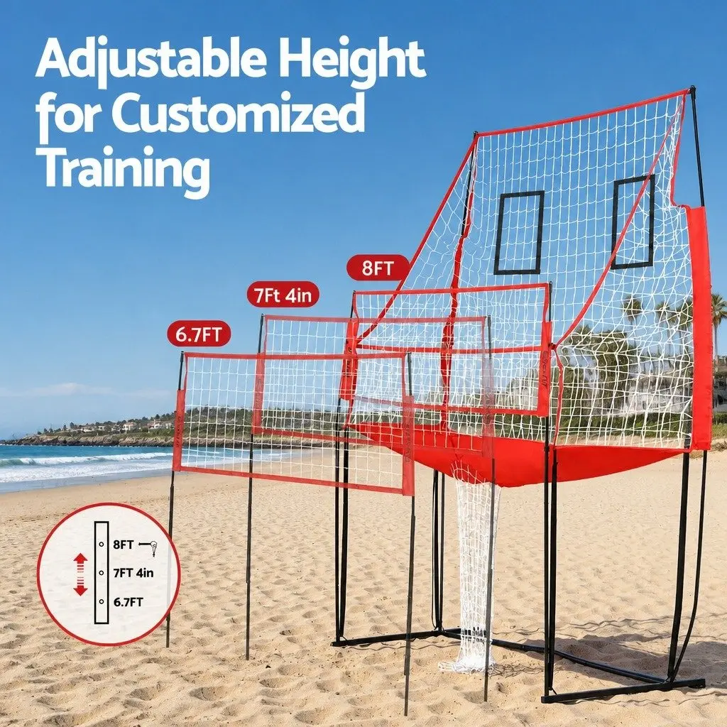 Volleyball Net Adjustable Height Portable Training Equipment Red 244 x 107 x 335 cm