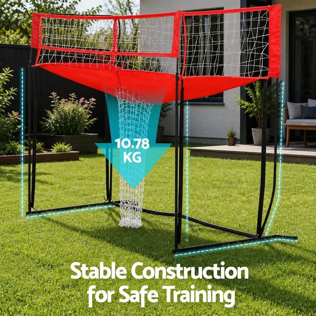 Volleyball Net Adjustable Height Portable Training Equipment Red 244 x 107 x 335 cm