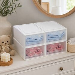Practical Stackable Storage Drawers for Home Use - 4 Pack