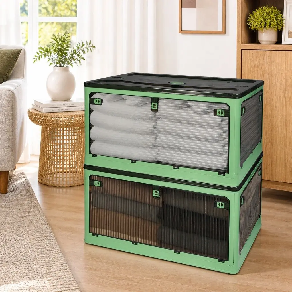 Stackable Storage Box Plastic Container Large Capacity Green