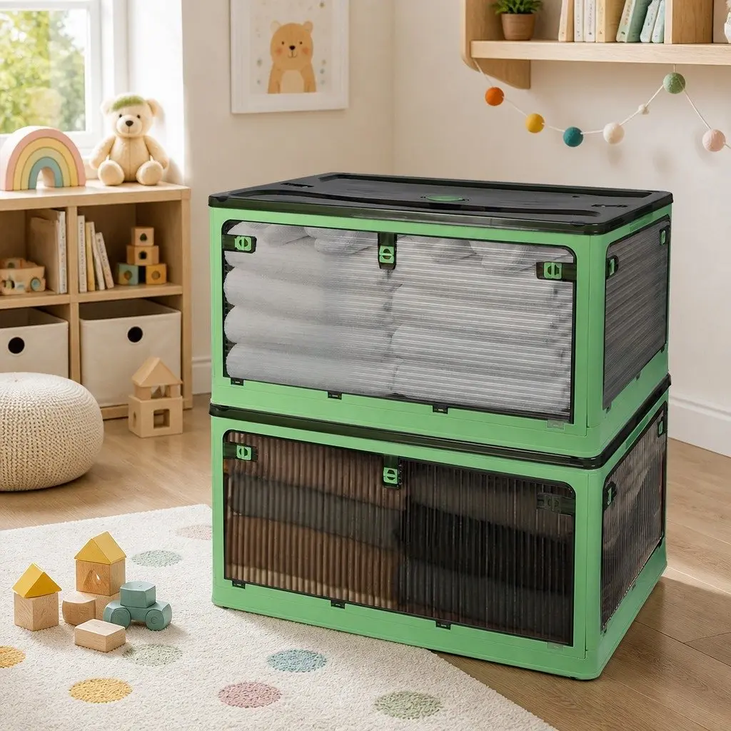 Stackable Storage Box Plastic Container Large Capacity Green