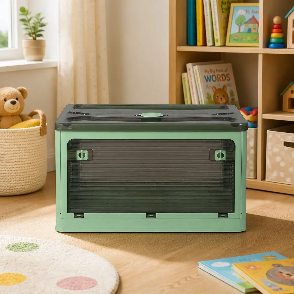 Stackable Storage Box Container Plastic 55L Green