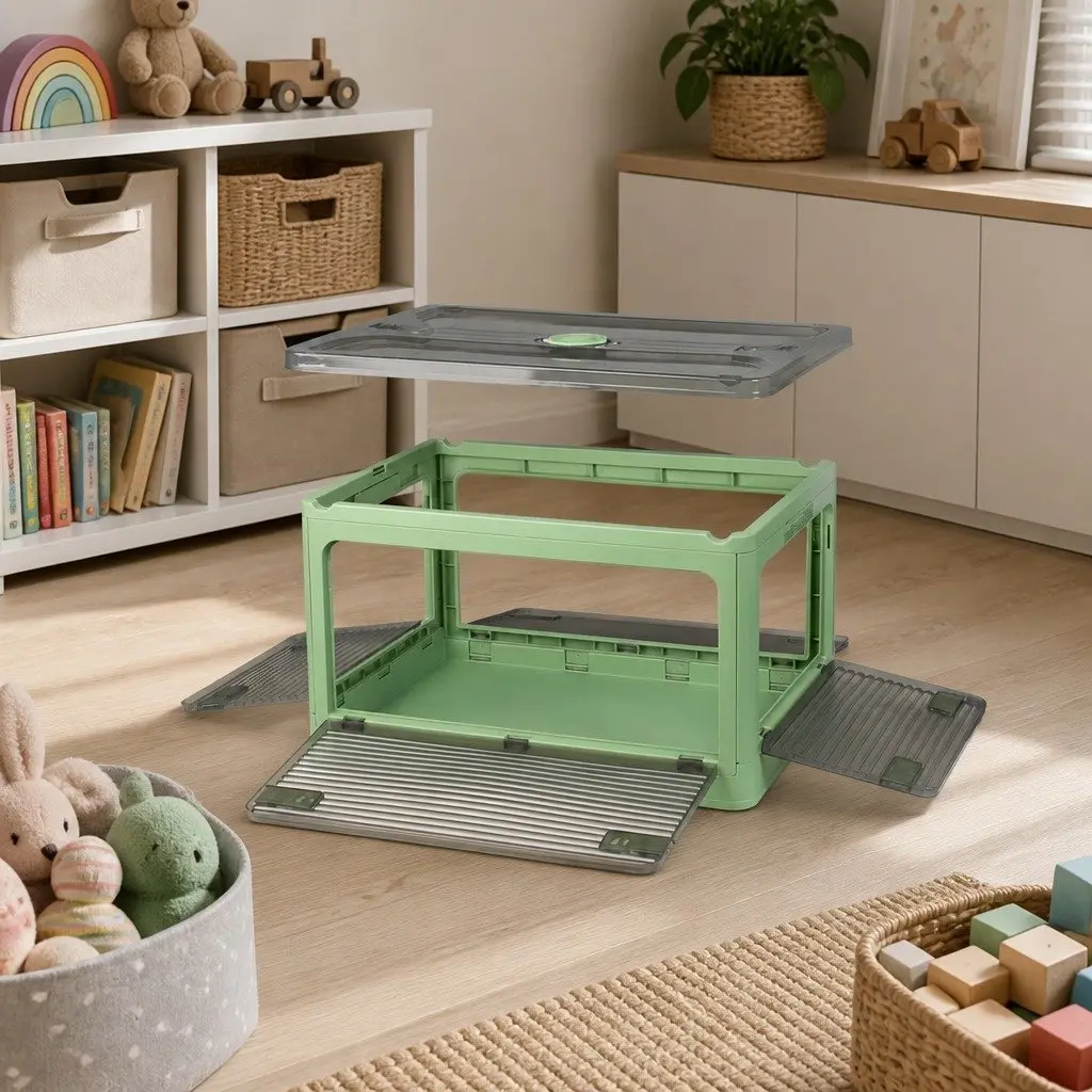 Stackable Storage Box Container Plastic 55L Green