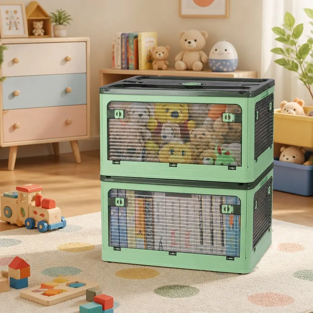 Stackable Storage Box Container Plastic 55L Green