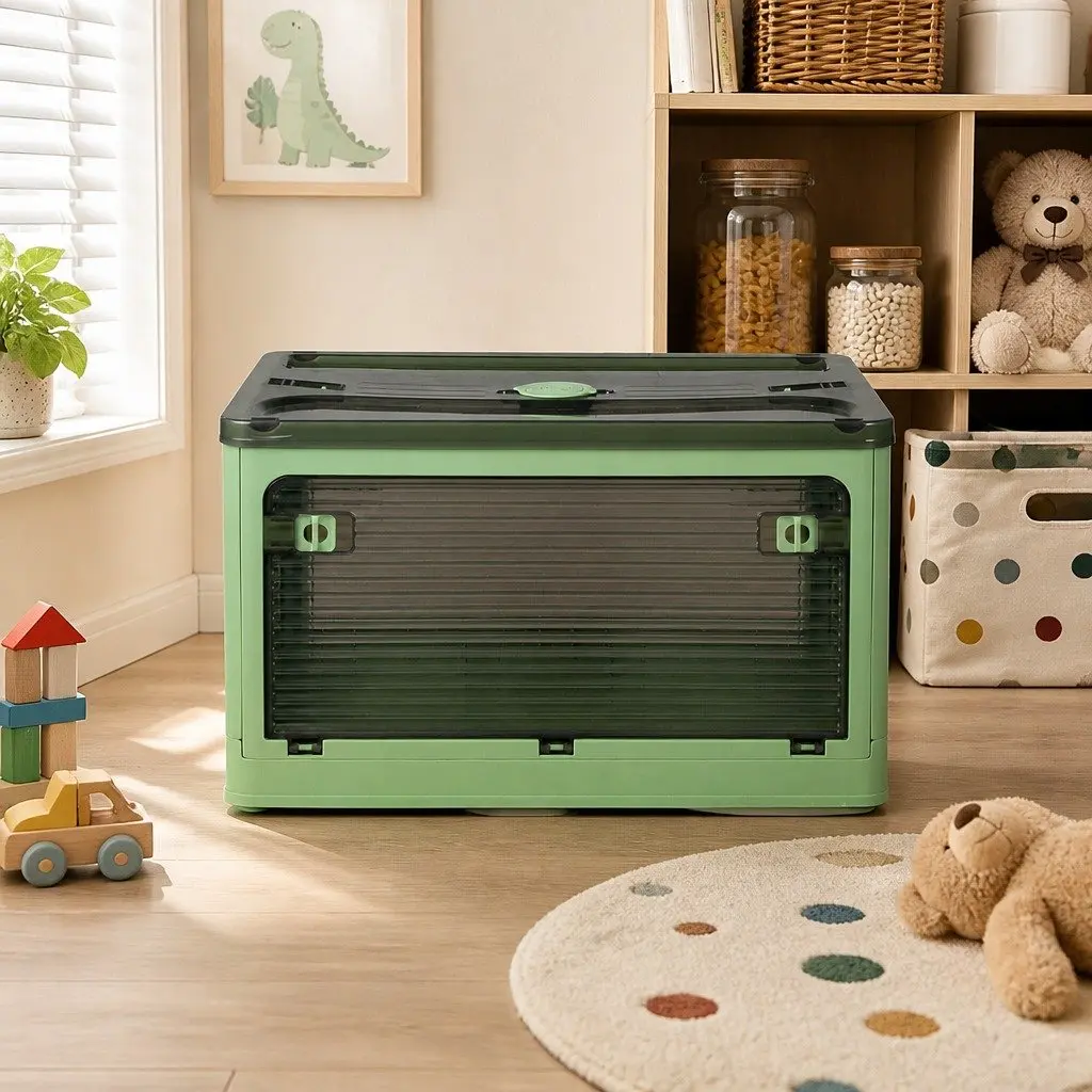 Stackable Storage Container Plastic Organizer Box Green Small Medium