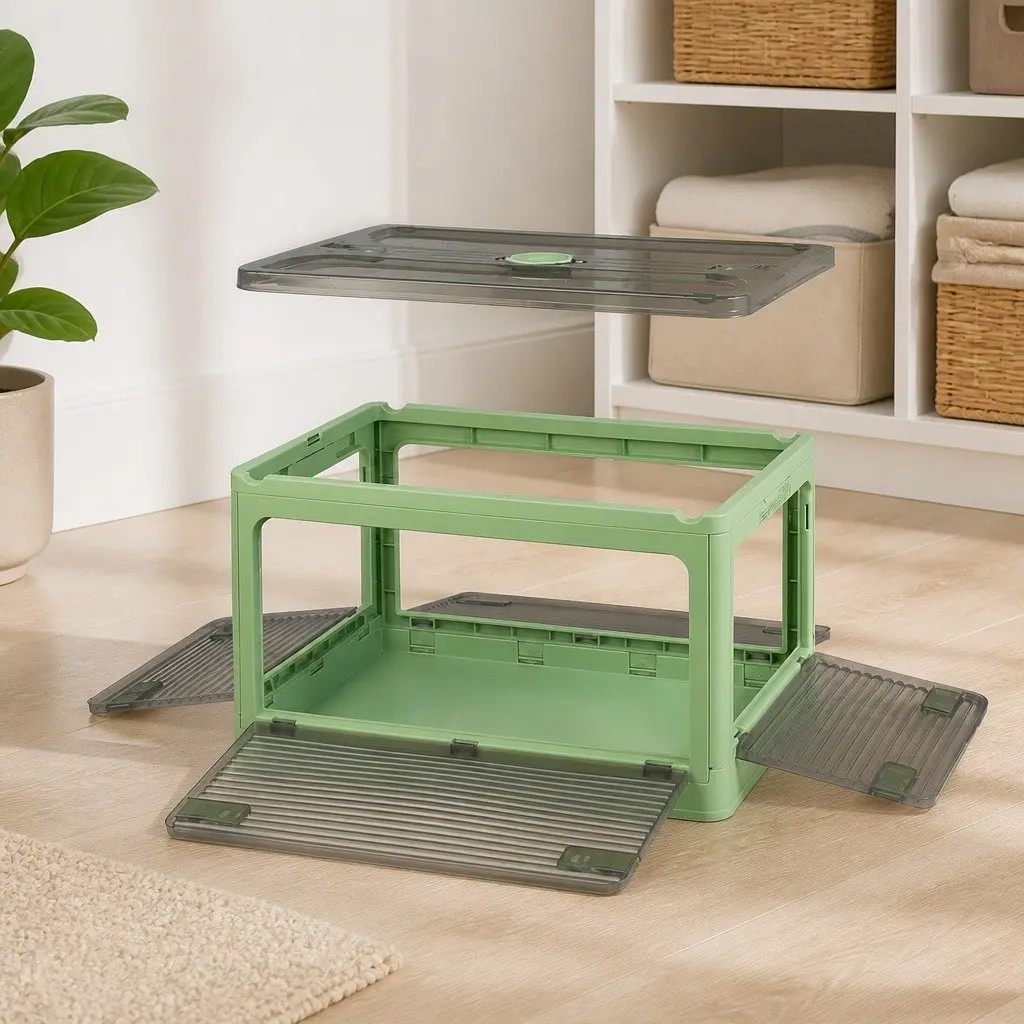 Stackable Storage Container Plastic Organizer Box Green Small Medium