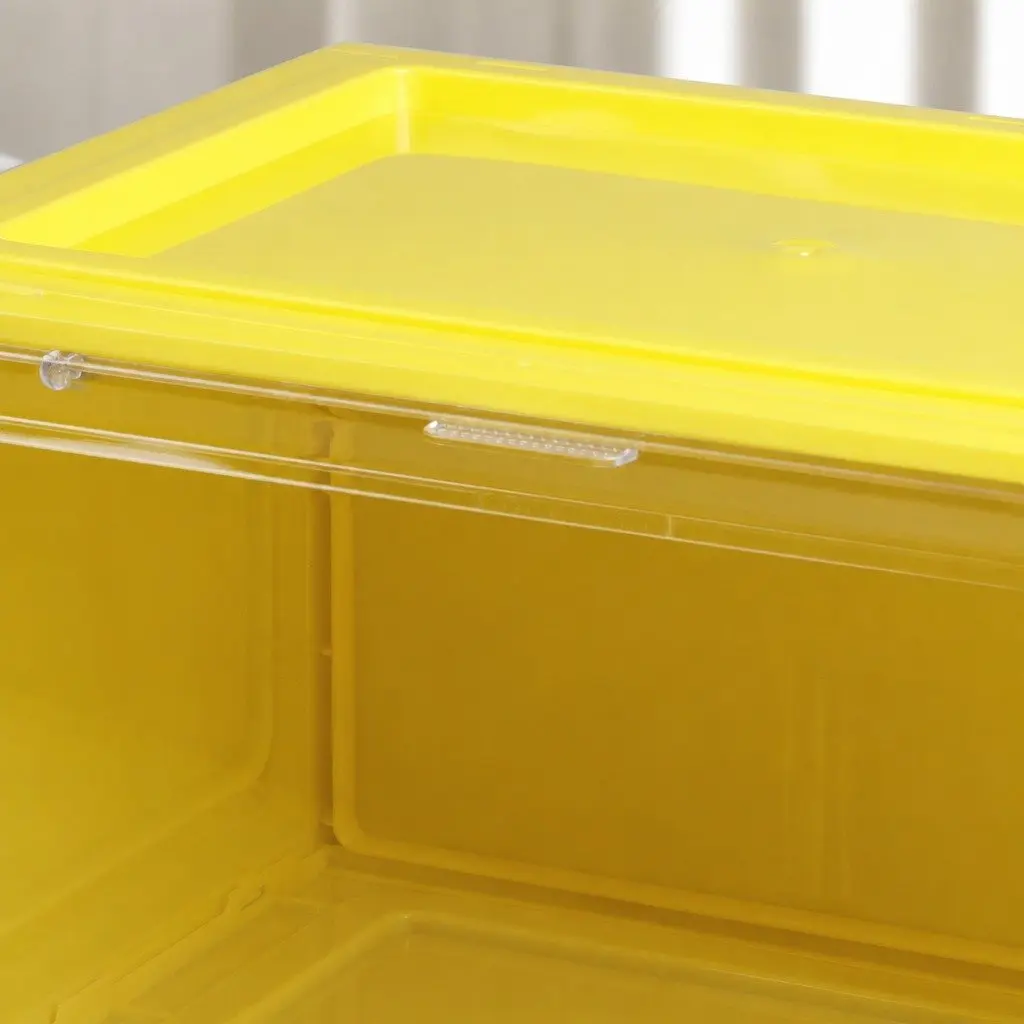 Shoe Storage Box Stackable PP Plastic Drop Front Clear Door 35.5cm x 26cm x 21cm Green Yellow Pink Blue