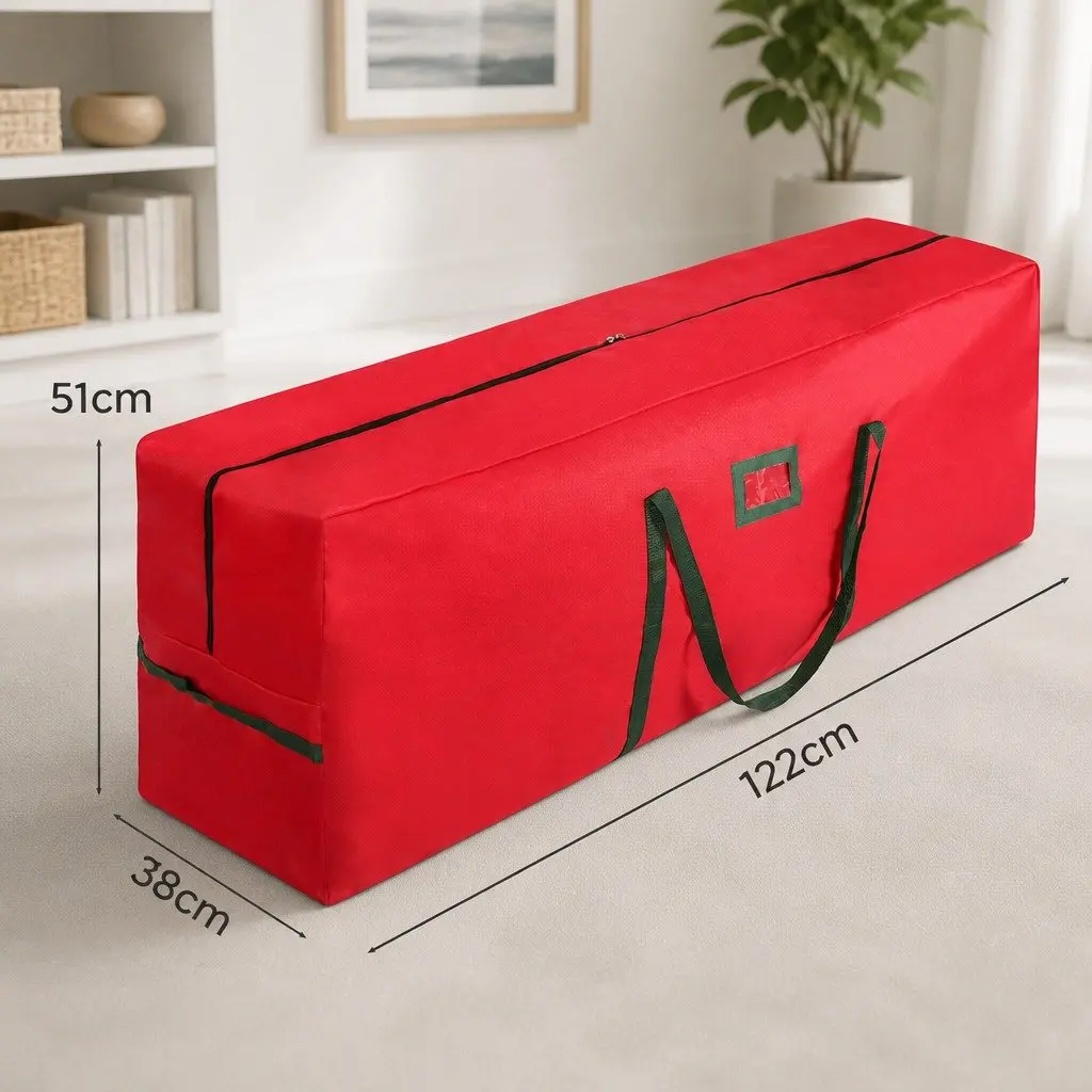 Christmas Tree Storage Bag Large 1.5-2.1M Red Heavy-Duty Oxford Fabric