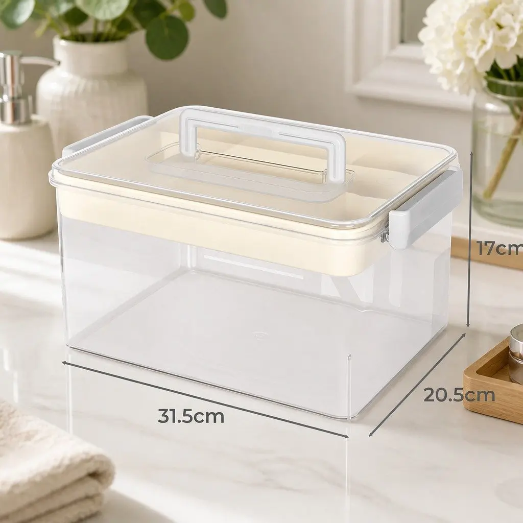 Medical Storage Box Two Layer Organizer Transparent Medicine Case Home Health