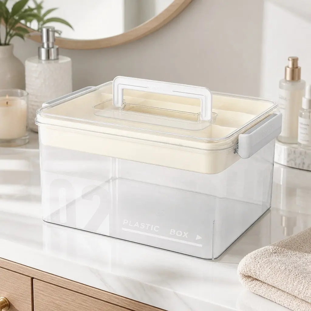 Medical Storage Box Two Layer Organizer Transparent Medicine Case Home Health