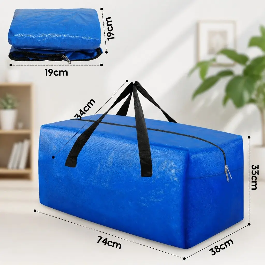 Moving Storage Bags Heavy Duty Waterproof 74cm L x 38cm W x 33cm H Blue 6 Pack