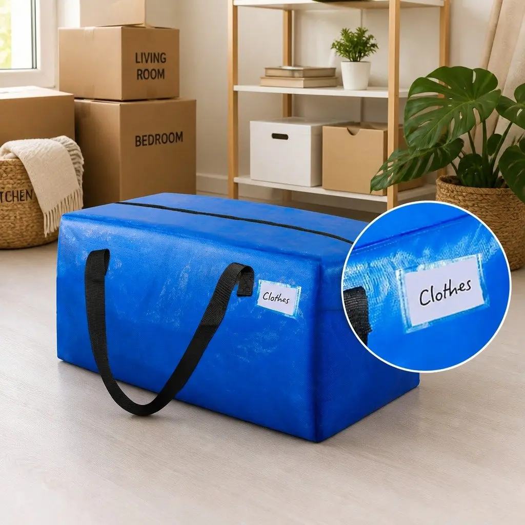 Moving Storage Bags Heavy Duty Waterproof 74cm L x 38cm W x 33cm H Blue 6 Pack