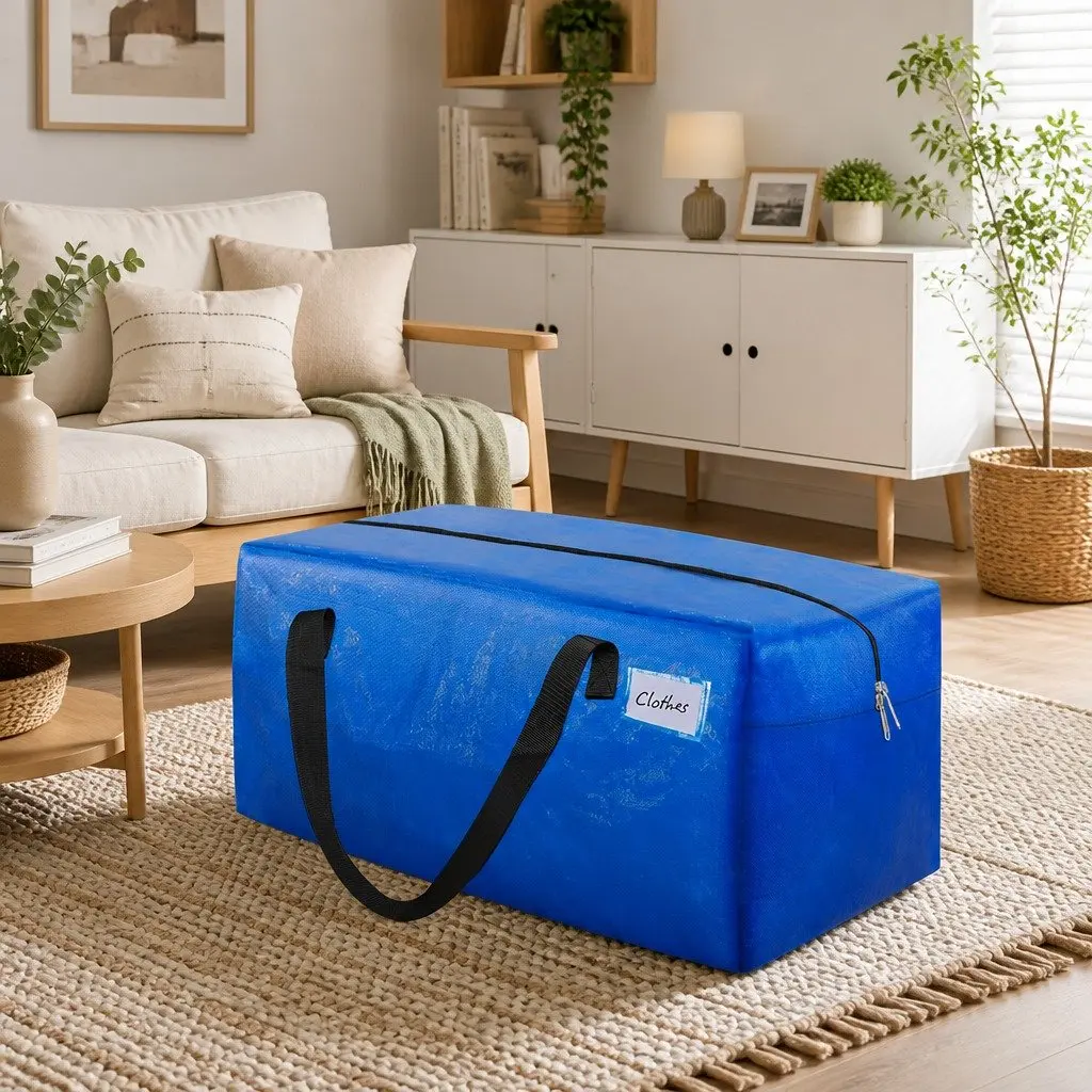 Moving Storage Bags Heavy Duty Waterproof 74cm L x 38cm W x 33cm H Blue 6 Pack