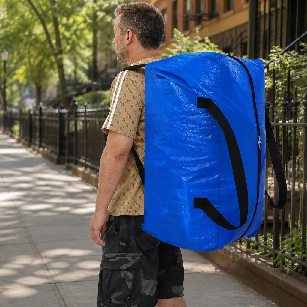 Moving Storage Bags Heavy Duty Waterproof 74cm L x 38cm W x 33cm H Blue 6 Pack