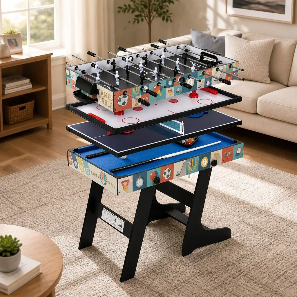 4-in-1 Game Table MDF Compact 122cm x 61cm x 81cm Blue