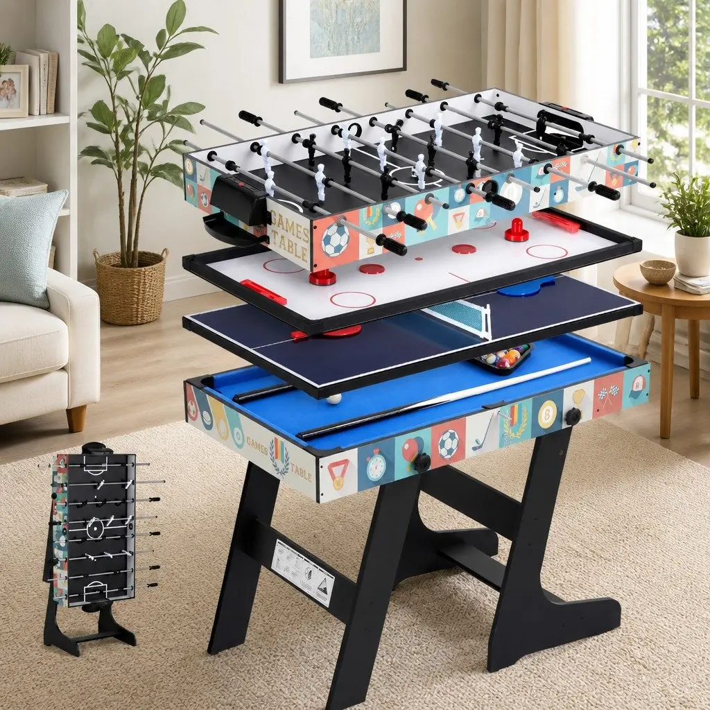 4-in-1 Game Table MDF Compact 122cm x 61cm x 81cm Blue