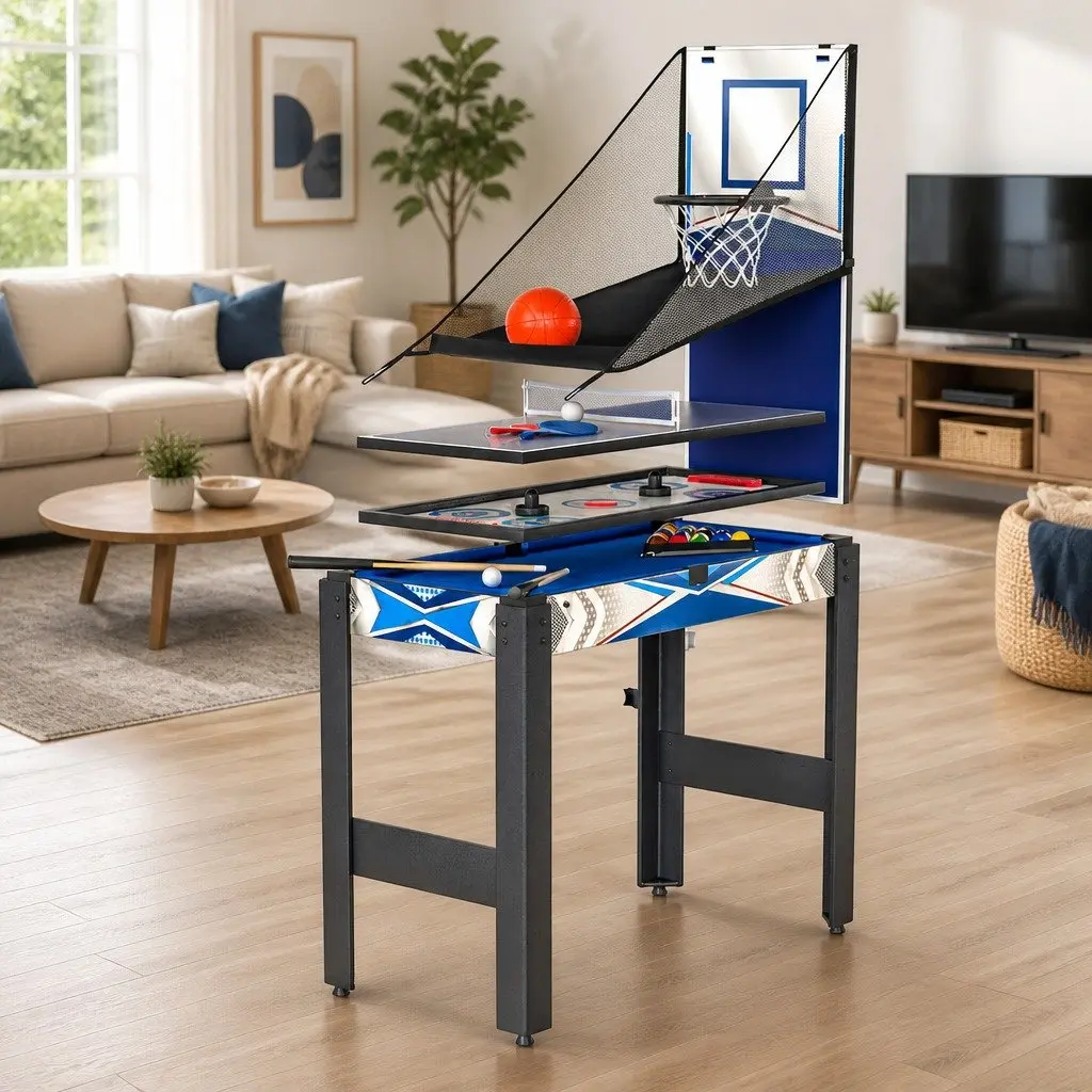 5-in-1 Games Table MDF Board 92cm x 65cm x 71cm Blue