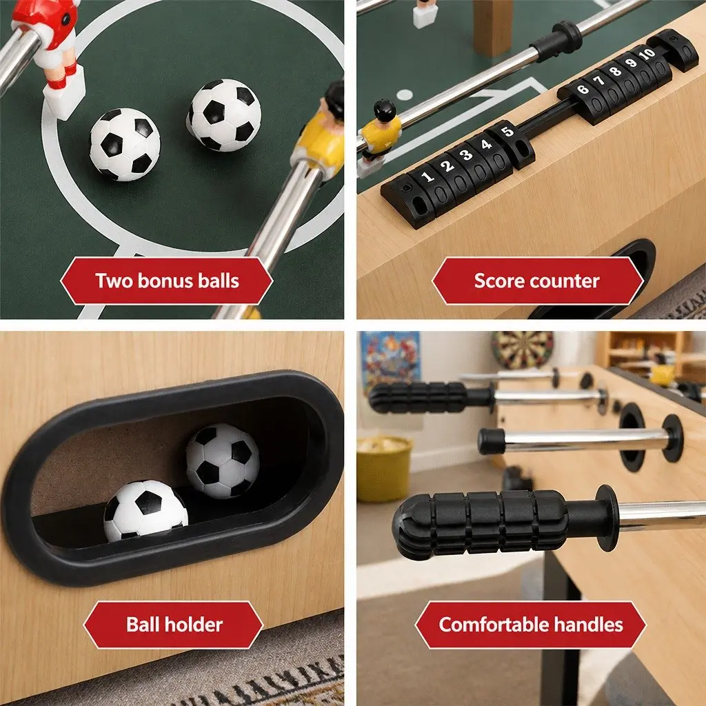 Foosball Soccer Table MDF 4FT Foldable Brown or Black for Home Family Entertainment
