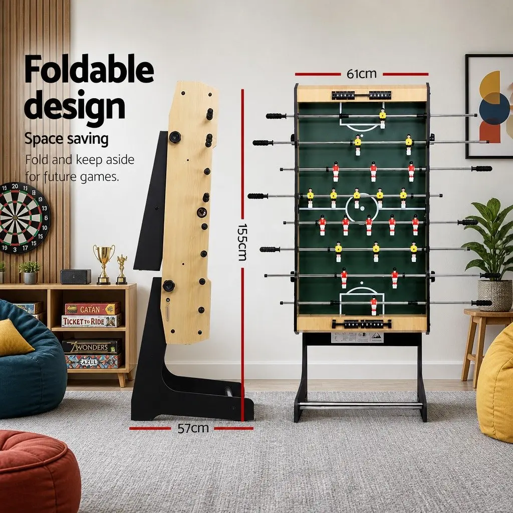 Foosball Soccer Table MDF 4FT Foldable Brown or Black for Home Family Entertainment