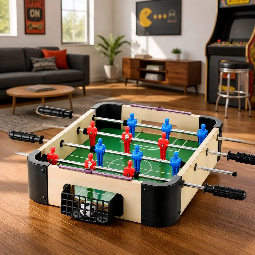 Mini Foosball Soccer Table MDF Portable 41cm x 32cm Family Party Game