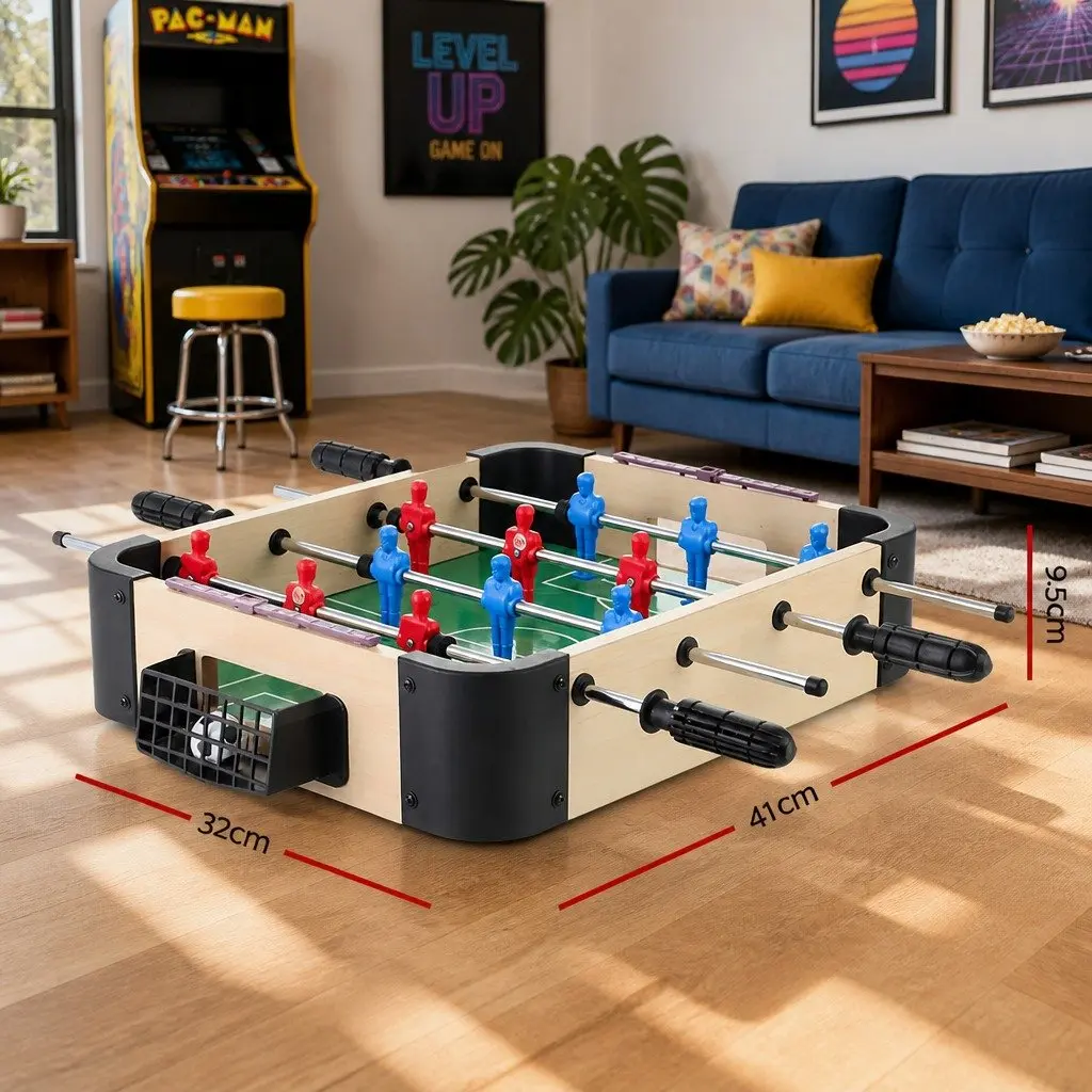 Mini Foosball Soccer Table MDF Portable 41cm x 32cm Family Party Game