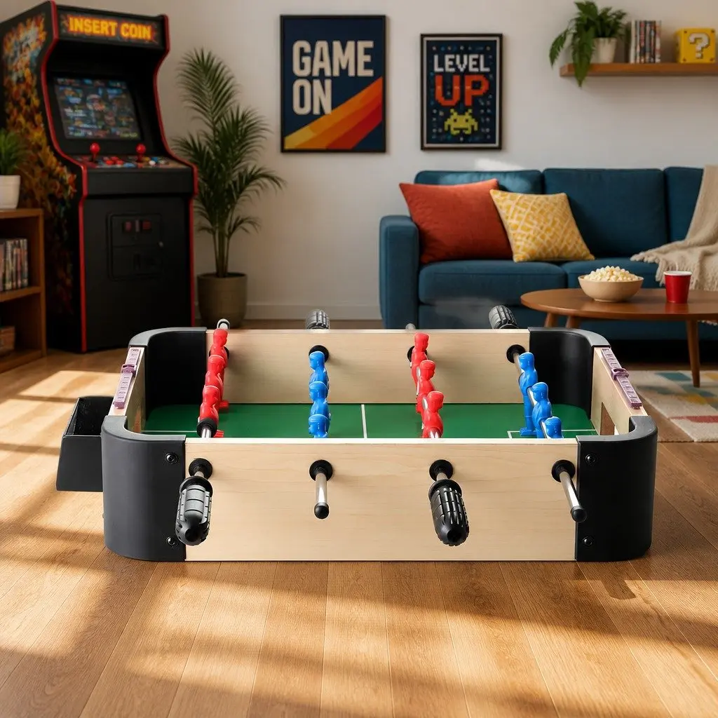 Mini Foosball Soccer Table MDF Portable 41cm x 32cm Family Party Game