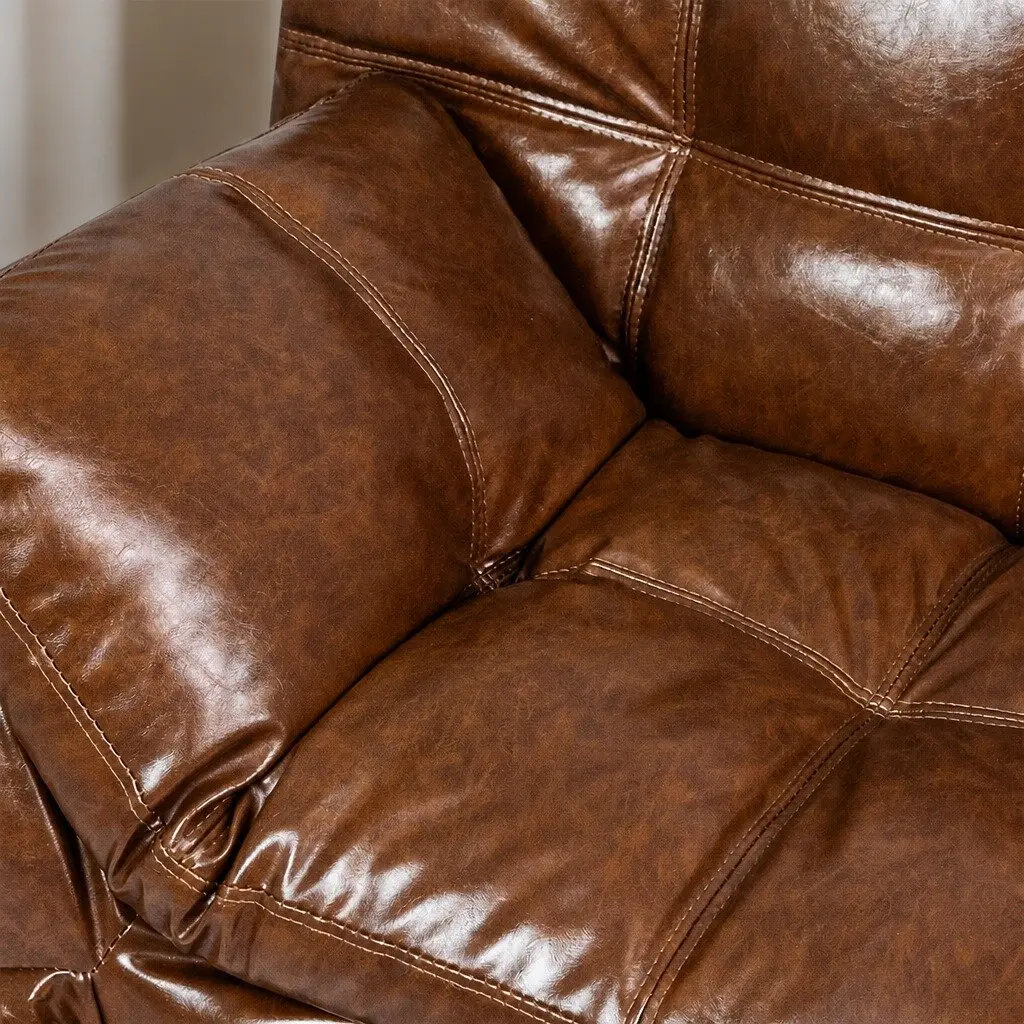 Sofa Bed Futon Recliner 3-Seater PU Leather Brown