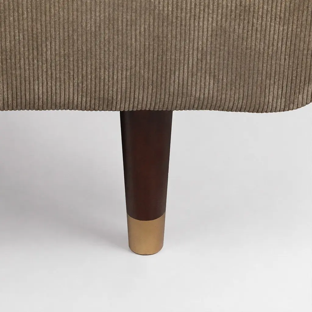 Convertible Sofa Bed Corduroy Fabric 3 Seater Khaki with Adjustable Backrest Side Table and USB Charging Port