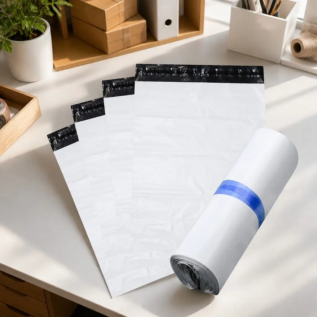 Poly Mailers Self Sealing Bags Tear Resistant White Black 60x65cm 65x75cm 75x90cm Lightweight Construction