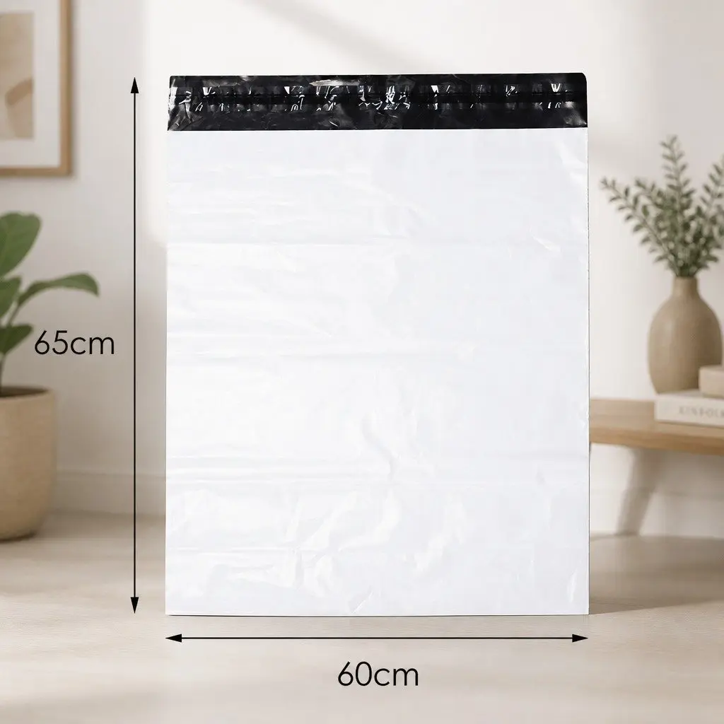 Poly Mailers Self Sealing Bags Tear Resistant White Black 60x65cm 65x75cm 75x90cm Lightweight Construction