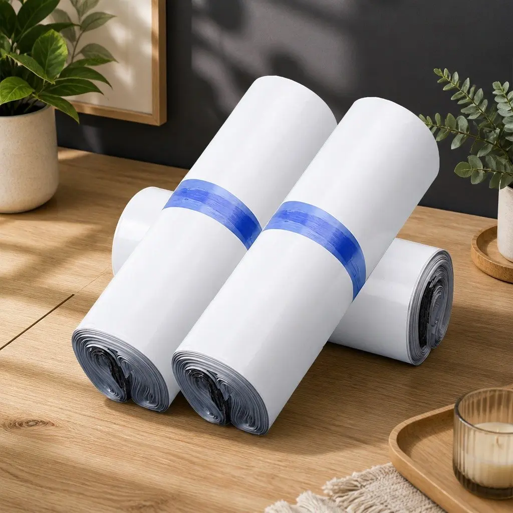 Poly Post Mailer Bags Self Sealing Plastic 60x65cm White Black Puncture Tear Resistant