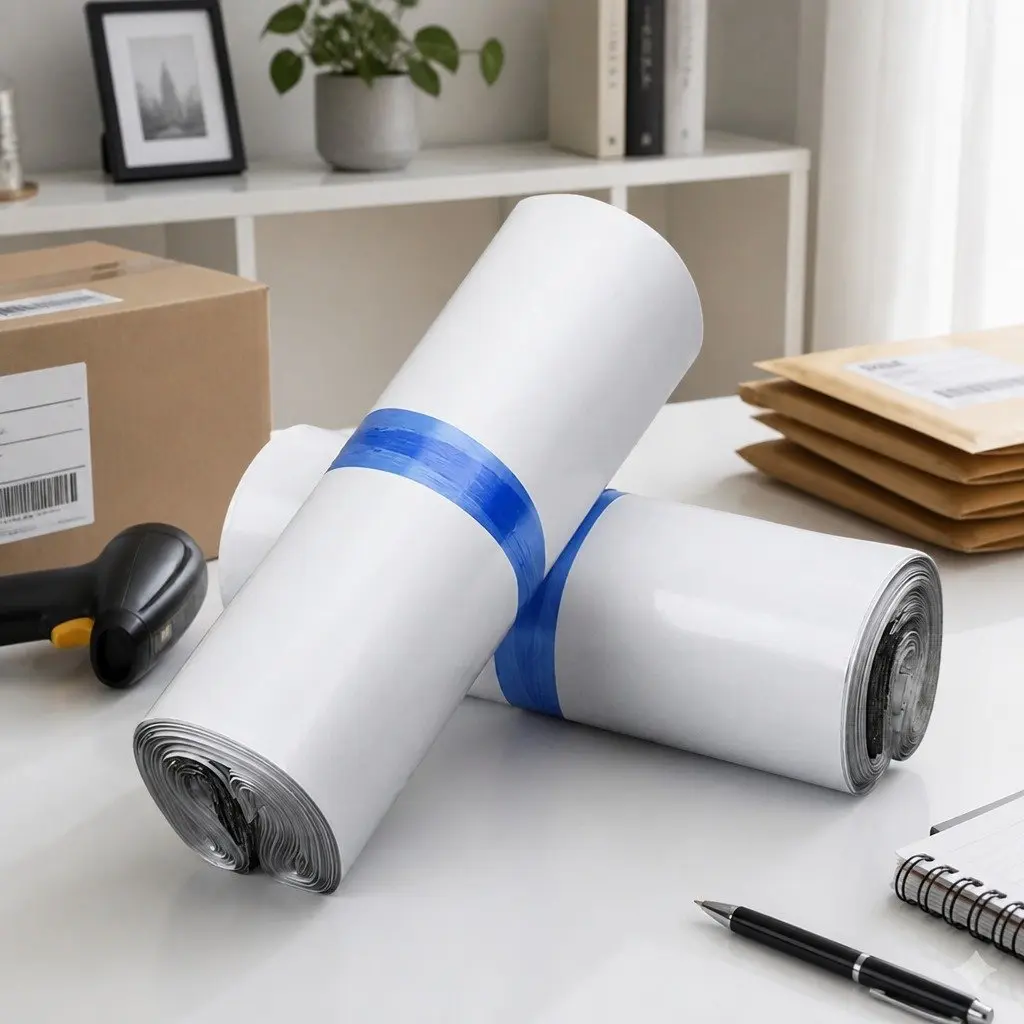 Poly Post Mailer Plastic Satchel Bags Self Sealing Puncture Tear Resistant 60x65cm White Black