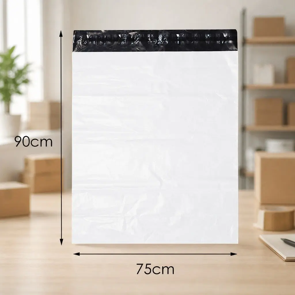 Poly Post Mailer Plastic Satchel Bags Self Sealing Puncture Tear Resistant 60x65cm White Black