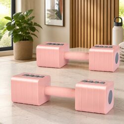 Versatile 2x5kg Adjustable Dumbbells in Pink for Home Use