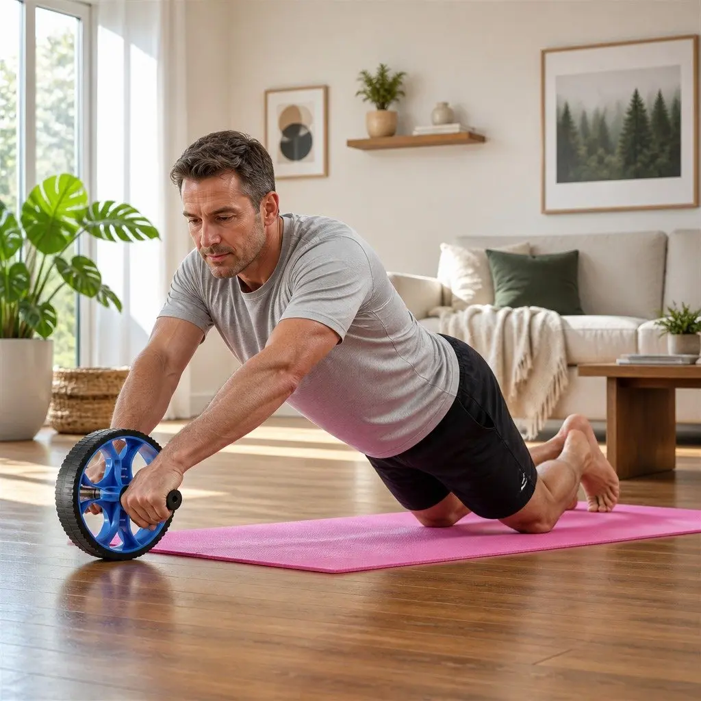 5in1exerciseequipmentsetabrollerhandgrippershulahooppushupbarswaisttwistingdiscblueblack