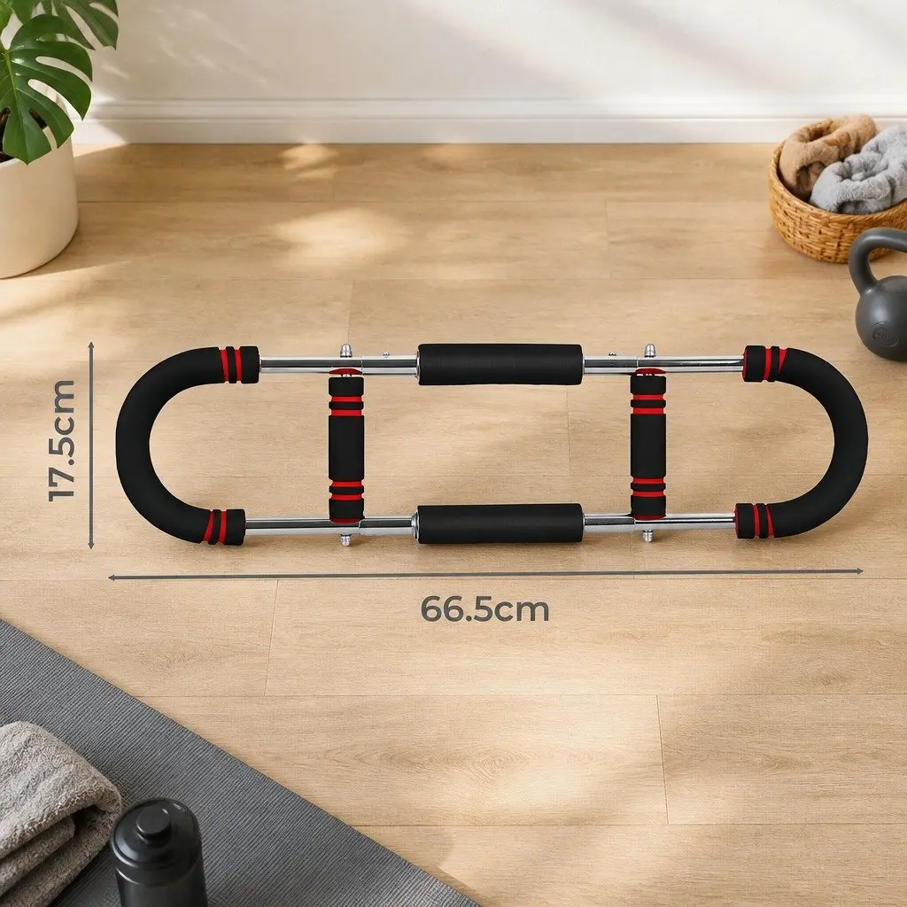 Arm Trainer Chest Expander Adjustable Resistance 66.5 cm Black and Red