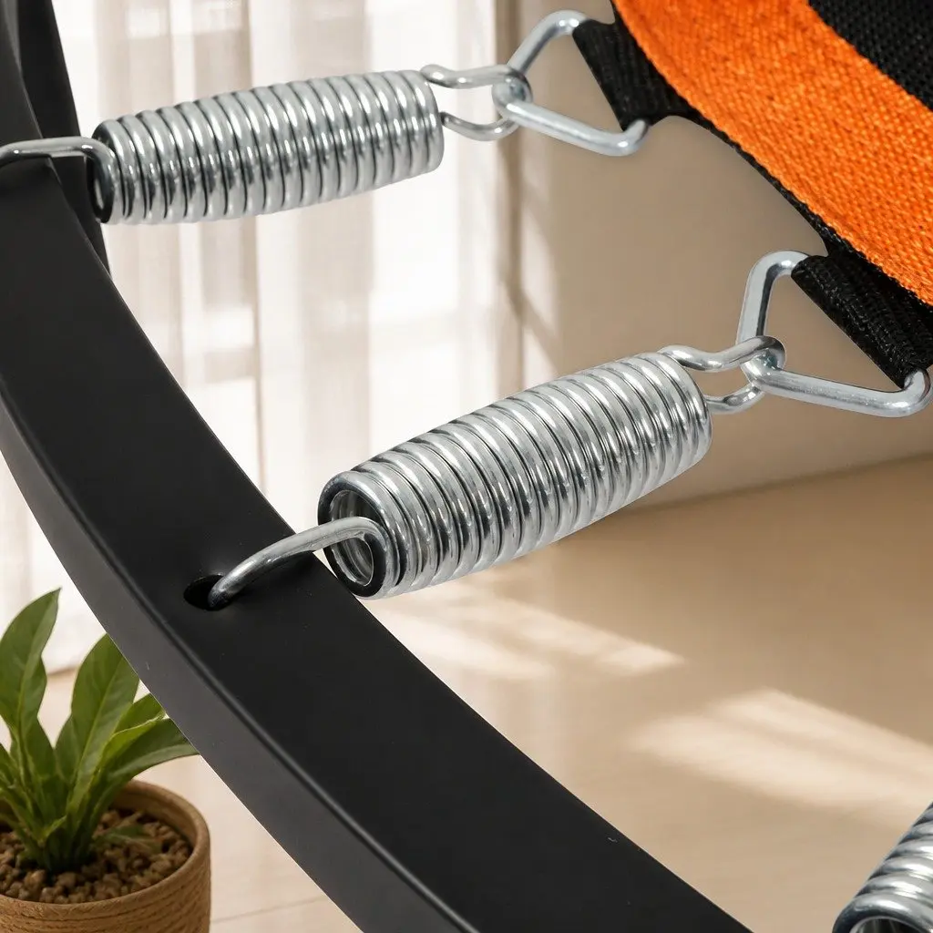 40 Inch Mini Trampoline Round Foldable Black and Orange Exercise Rebounder