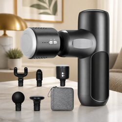 Deep Tissue Massage Gun Heat Cold Therapy 5 Heads Wireless Percussion Muscle