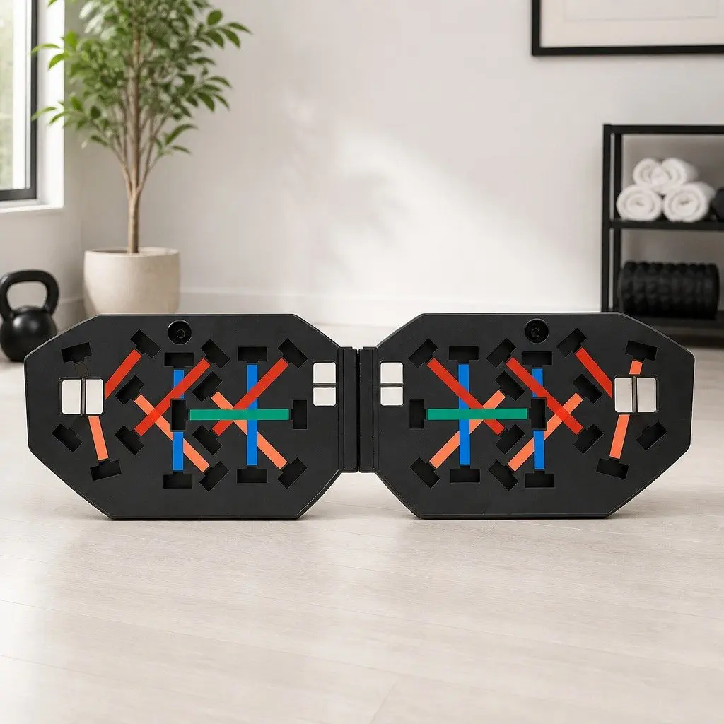 Push Up Board Multi-Grip Fitness Set Foldable Black ABS Foam Steel