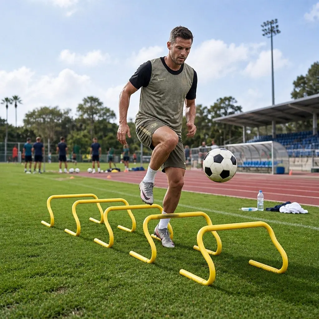 39PieceAgilityTrainingKitYellowAdjustableLadderDetachableHurdlesTrafficConesReactionBallforSpeedandCoordinationDrills