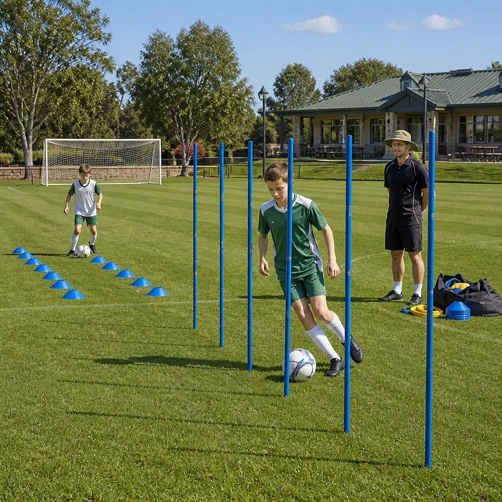Agility Training Set 6m Ladder 6 Poles 10 Cones 2.8m Jump Rope Blue and Black