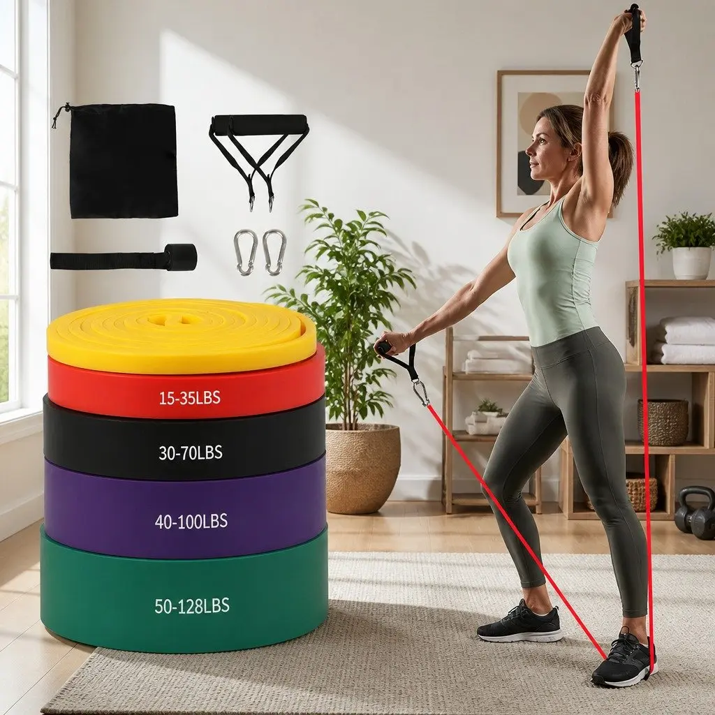 Resistance Bands Set TPE Material 5 Piece Heavy Duty Workout Training Yoga Stretch