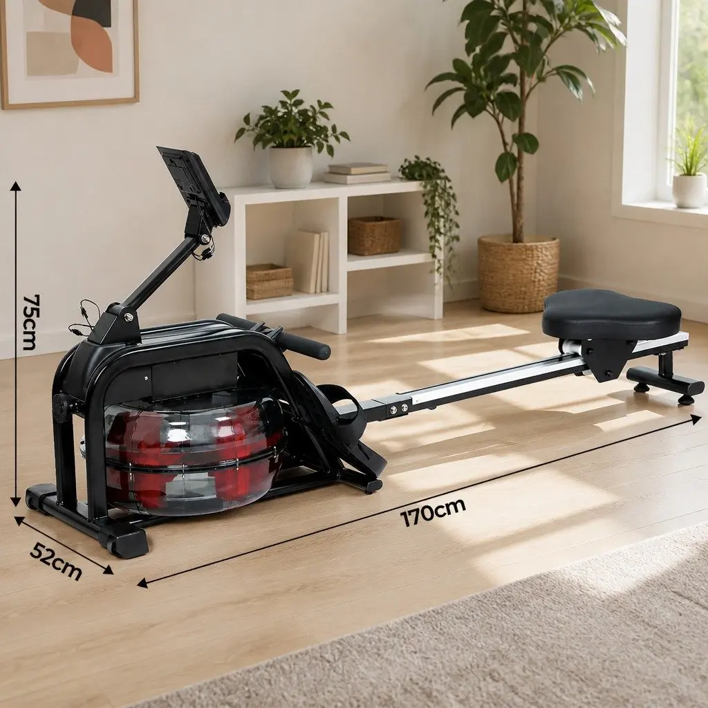 Water Rowing Machine Steel and Plastic Frame 11L Water Tank Black Red