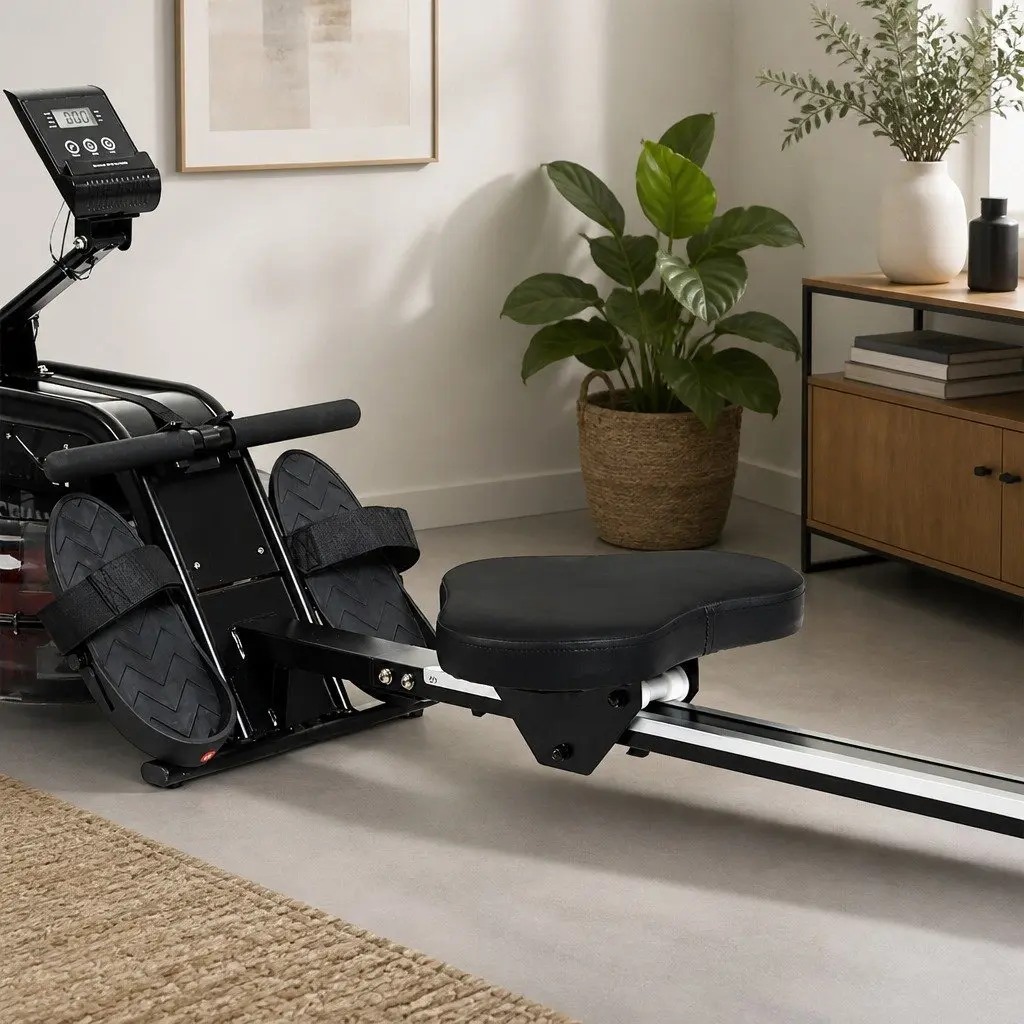 Water Rowing Machine Steel and Plastic Frame 11L Water Tank Black Red