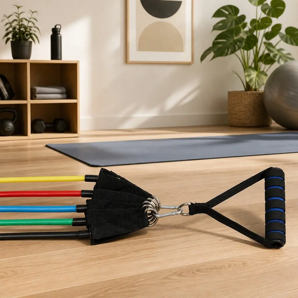 Resistance Bands Set Multi-Colour with Jump Rope Handles Door Anchor for Home Workouts