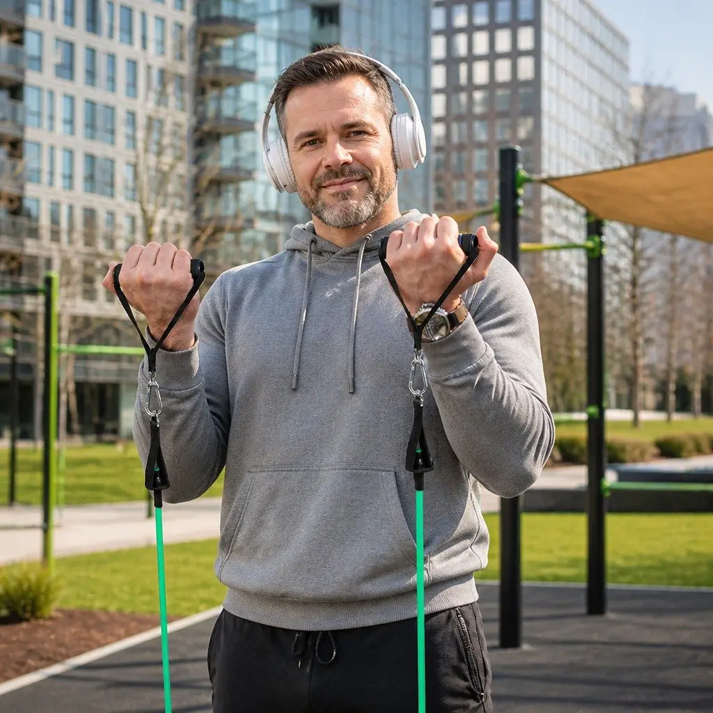 Resistance Bands Set Multi-Colour with Jump Rope Handles Door Anchor for Home Workouts